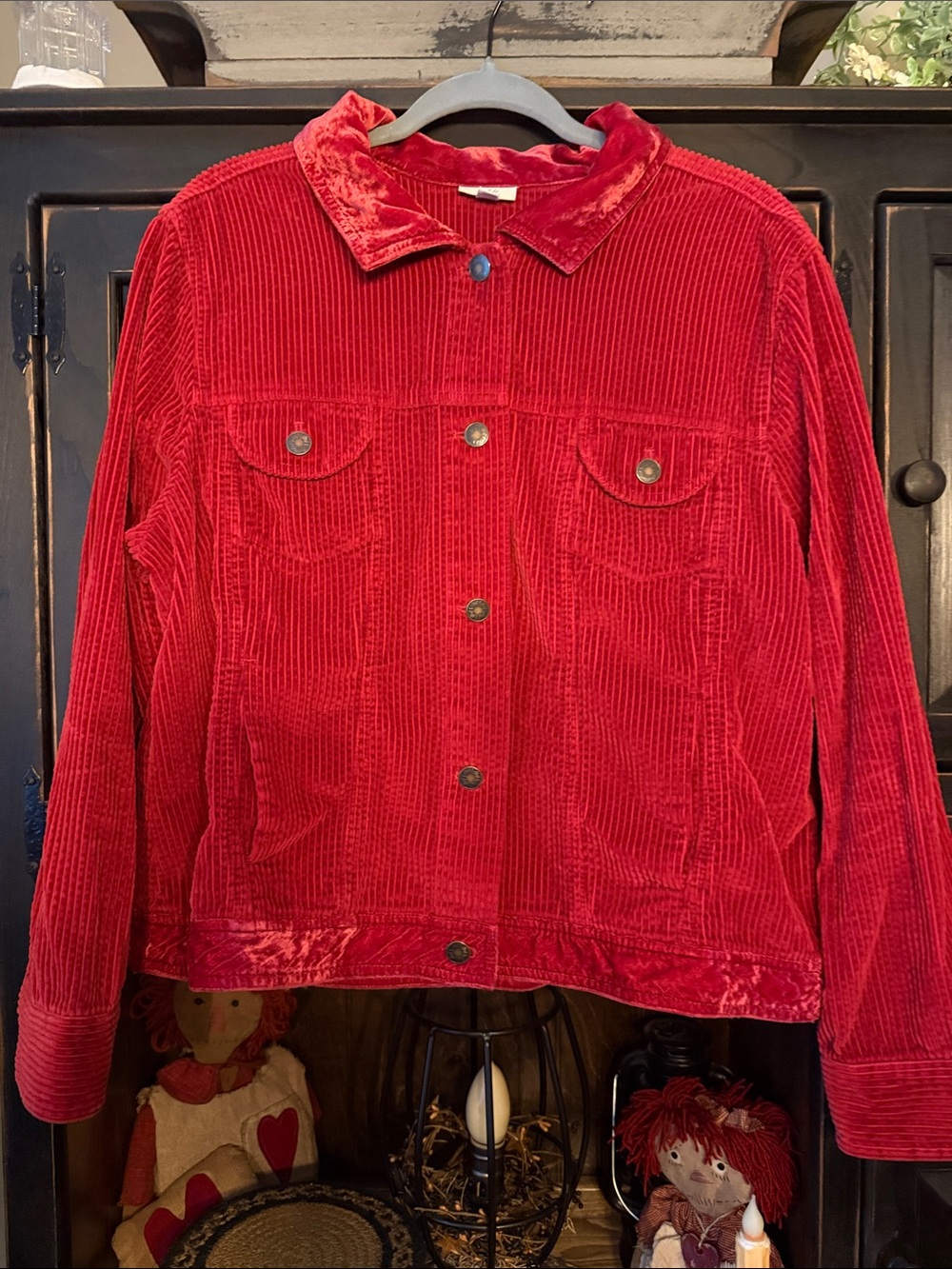 J. Jill Red Corduroy Button-Up Jacket